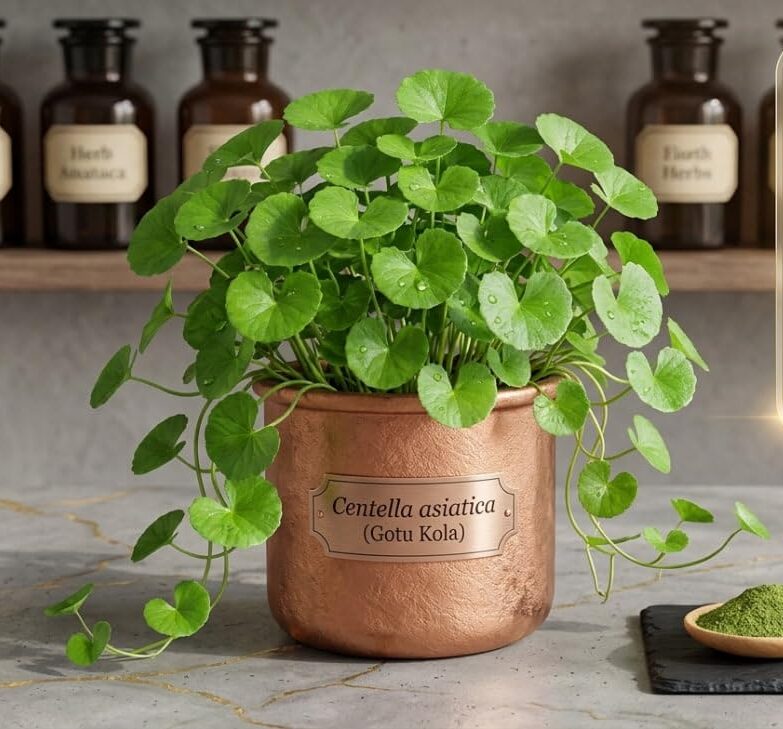 Gotu Kola (Centella asiatica) Leave's Plant With Pot | 100% Chemical-Free Organic Garden Fresh Herb Plant for Home Garden
