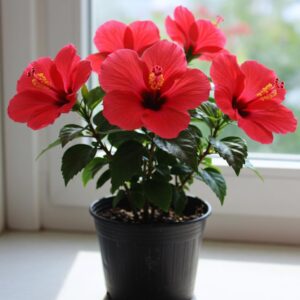 Red Hibiscus Flowering Plants with pot - First Delivery