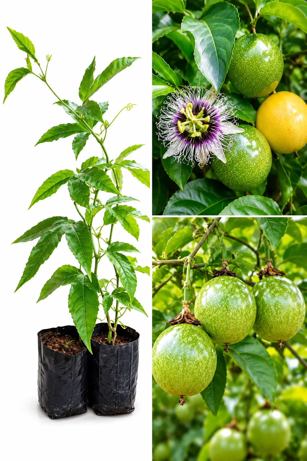 Original Passion Fruit Live Plant for Garden (Honey Sweet Variety) | Passiflora Edulis| Healthy Grafted Golden Passion Fruit Vine Sapling for Home Garden Balcony for Planting With Pot